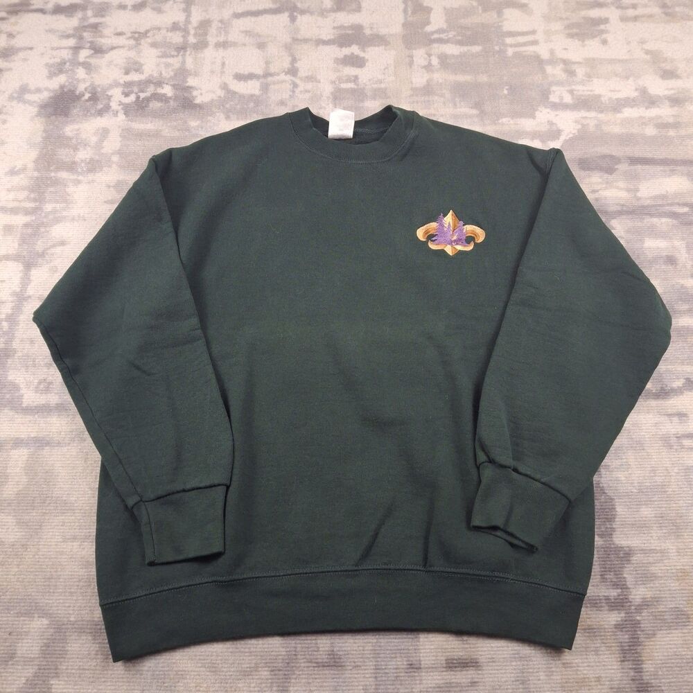 Vintage 90s Boy Scouts of America Fleur De Lis Green Crewneck Sweatshirt Large